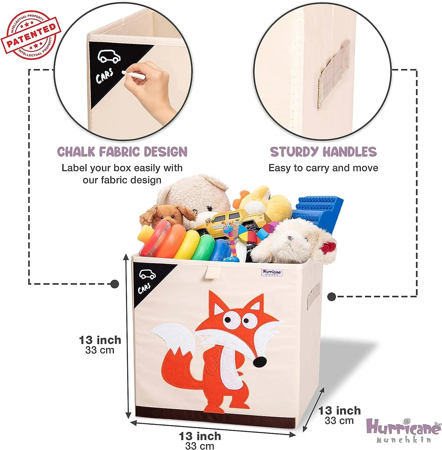 Cartoon Animal Folding Storage Bin – 13-Inch Oxford Fabric Organizer for Toys & Clothing
