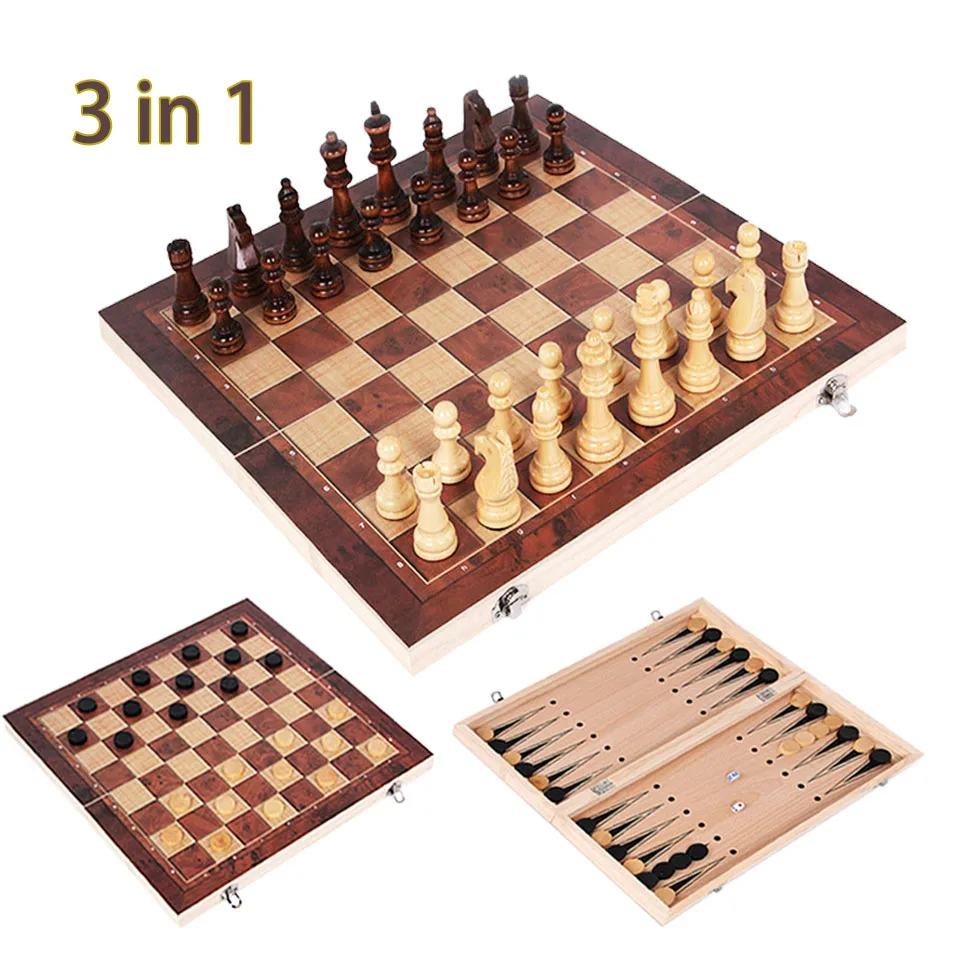 Scacchi Backgammon Dama 3 In 1 Set Di Scacchi In Legno Gioco Di Scacchi Da Viaggio Scacchiera In Legno E Pezzi Di Scacchi In Legno Per Paly Per Regalo