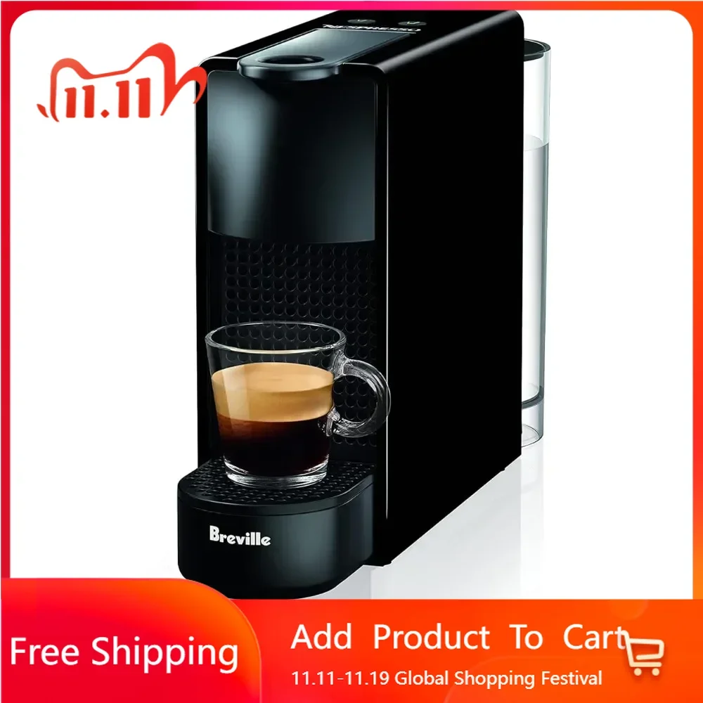 Essenza Mini Espresso Machine Italian Coffee Machine 0.6 Liters Piano Black Coffee Makers of Capsules Maker Capsule Kitchen Home