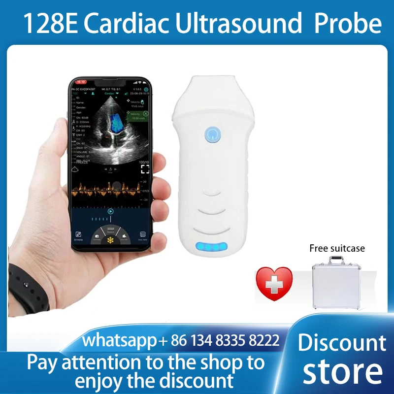 

Color wireless Ultrasound Doppler Phased Array Cardiac probe Support iOS Android Windows Complimentary Suitcase