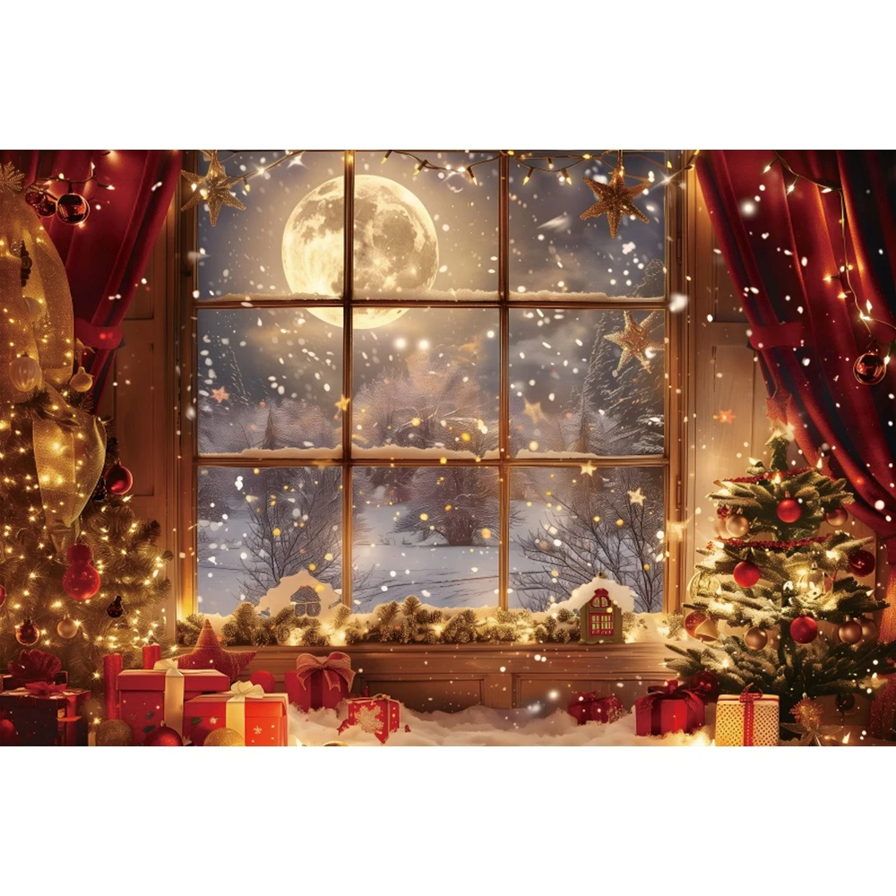 Fondo de fotografía de Navidad, árbol de Navidad, ventana de invierno,  chimenea, regalos de Papá Noel, Nochebuena, decoración de fiesta familiar,  Fondo de foto - AliExpress, image size:1000x1000