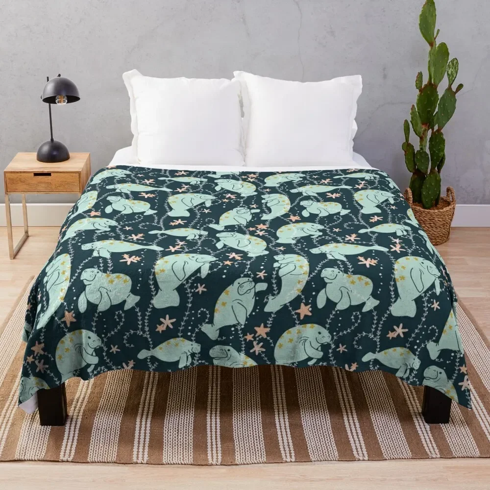 

Oh the Hue-Manatee: Teal Throw Blanket warm for winter Flannel Fabric Furrys Tourist Blankets
