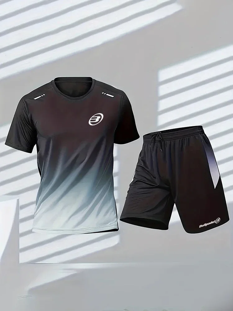 Bullpadel Men's Sport T-shirt Men's Tennis Sport Short Sleeve 3D Printed Football Training T-shirt Summer Badminton Tracksuit 2