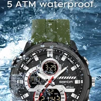 SANDA G style double affichage hommes montre électronique 5ATM étanche veilleuse chronomètre multifonctionnel sport Quartz montre-bracelet 5