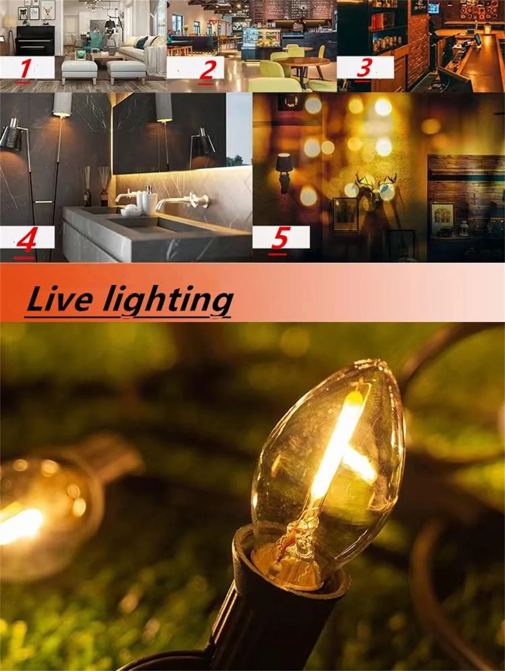 Description Picture 4 of item10Pcs/Pack E12 E14 Led Filament Lamp AC220V Edison Bulb Lights Retro Lamp 2200K Lighting For Living Room LED Bulbs Warm White
