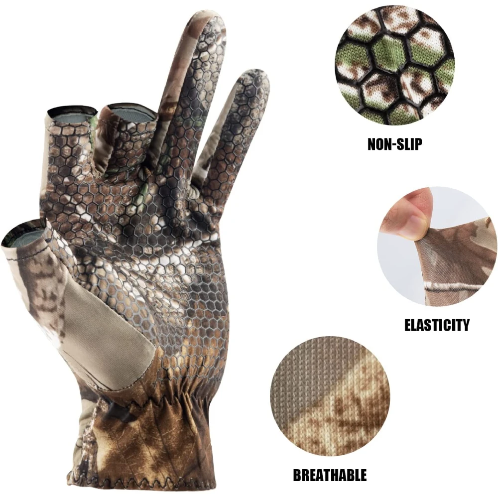 Summer Outdoor Bionic Hunting Fishing Gloves Anti-Slip Cycling Gloves Multifuntional Fingerless Breathable