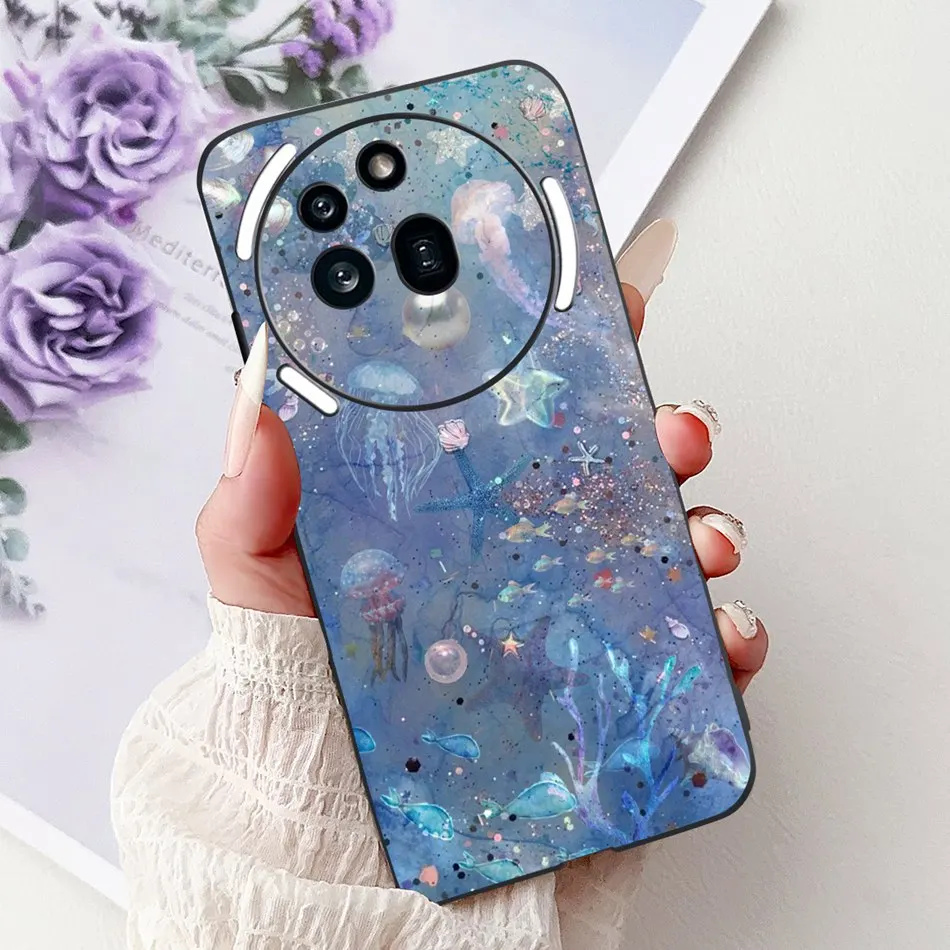 Elegant Butterfly Cat Printed Black Silicone Soft Phone Case
