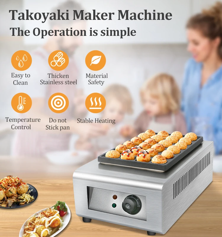 Description Picture 2 of itemCommercial Big Power Electric Takoyaki Ball Grill Machine 3 Plates Fishball Oven Grill