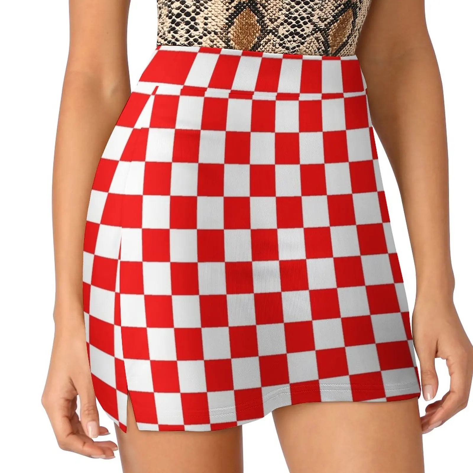 

Croatia Checkerboard Light Proof Trouser Skirt korean luxury clothing night club women Clothing novelty in clothes