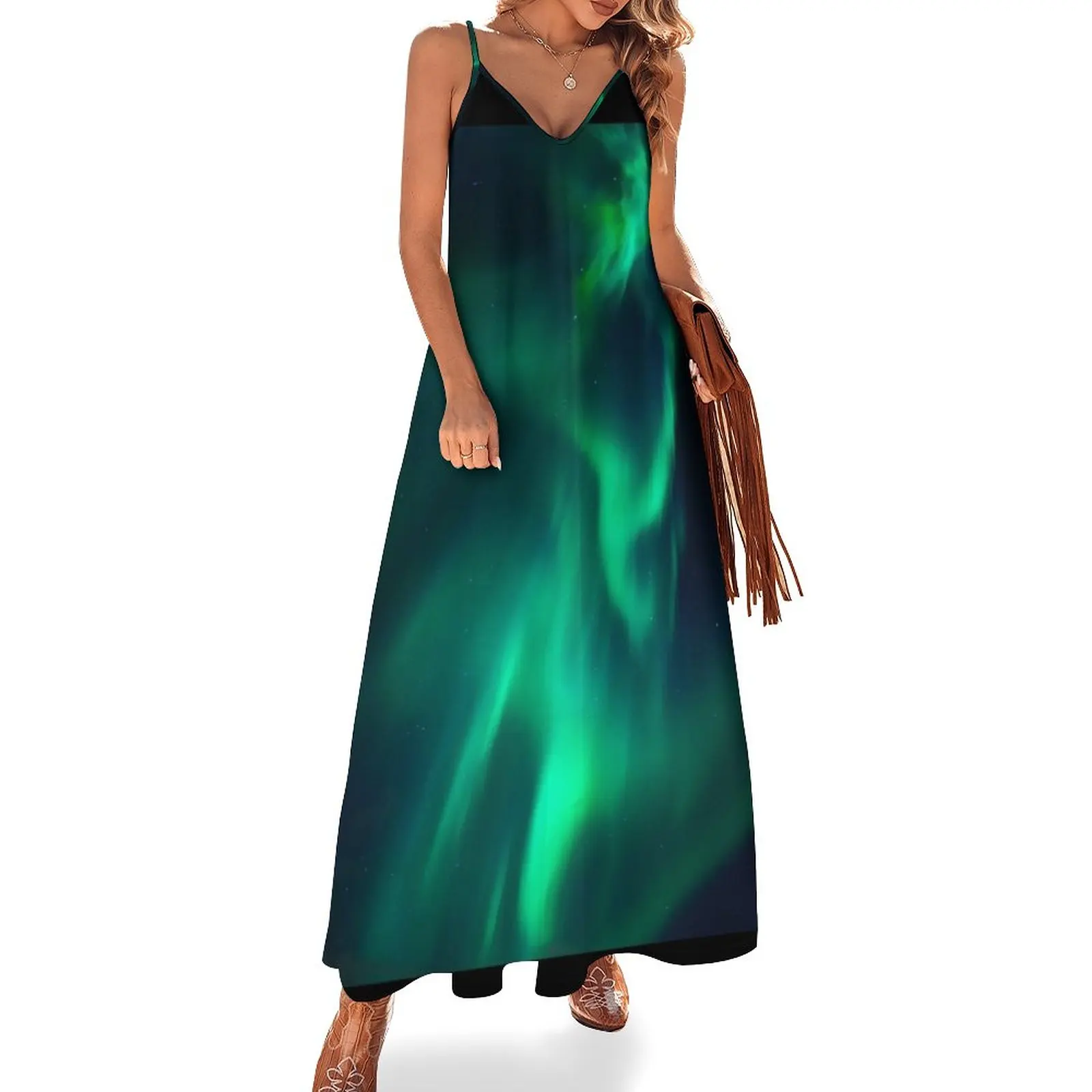 

Beautiful Northern Lights Sleeveless Dress summer dress korean women fairy dress