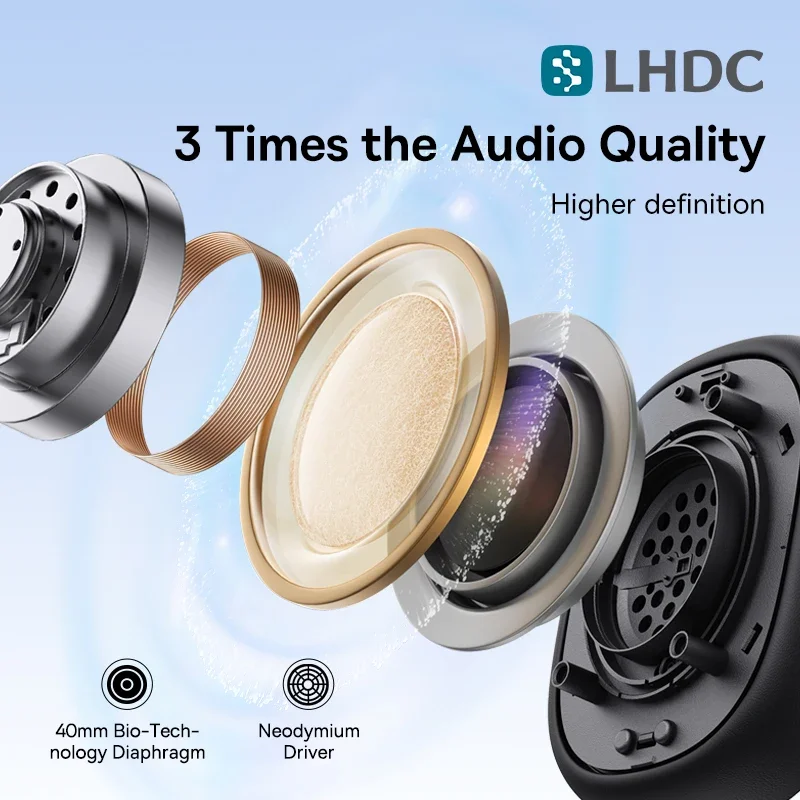 Anc Bowie Headphone sem Fio Bluetooth 5.3 Cancelamento de Ruído Hi-res 3d Espacial Auriculares Auriculares Audio Baseus-h1i - Image 4