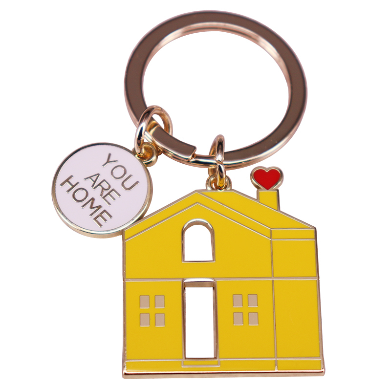 Home yellow house enamel keychain music Jewelry accessories