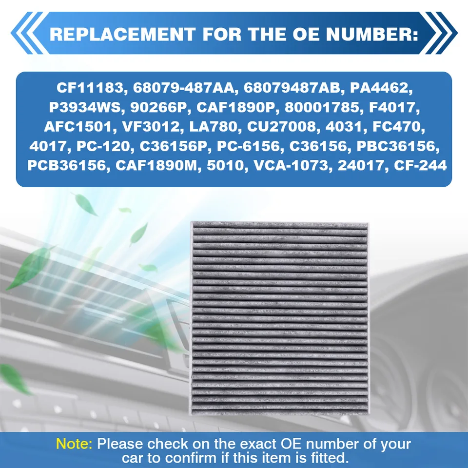 Engine Air & Cabin Air Filter Combo For 2011-22 Dodge Durango & 2011-21 Jeep Grand Cherokee - Direct Fit Replacement