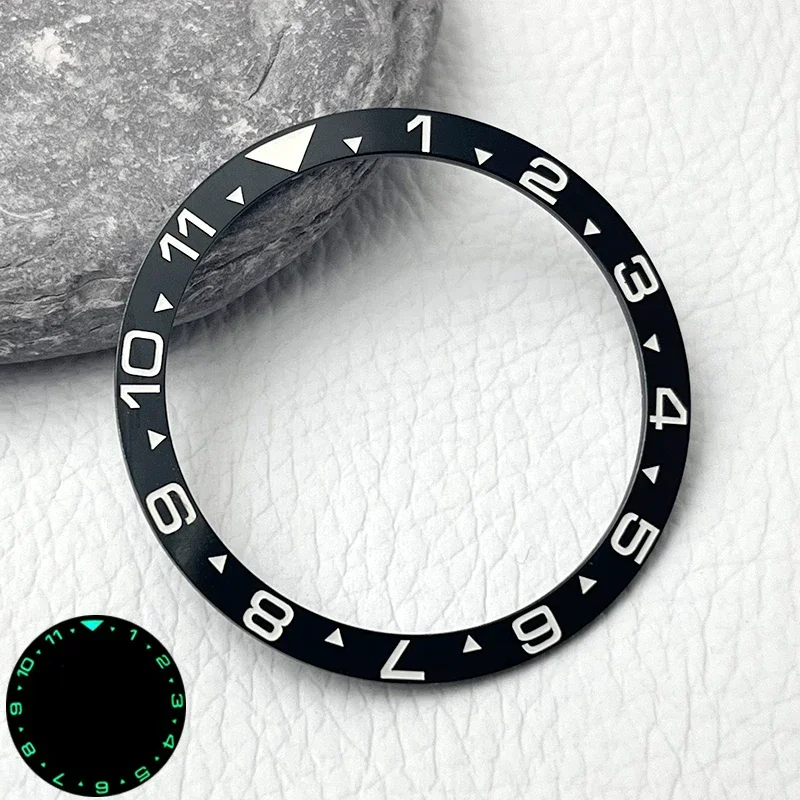 Enhanced 38mm Flat Super Luminous Ceramic Watch Bezel Insert