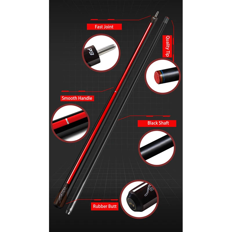 P3 Pool Cue Stick Black Billiard Shaft 10mm/11.5mm/13mm Tip Size Uni-Loc Joint Smooth Handle With Pool Cue Case Set