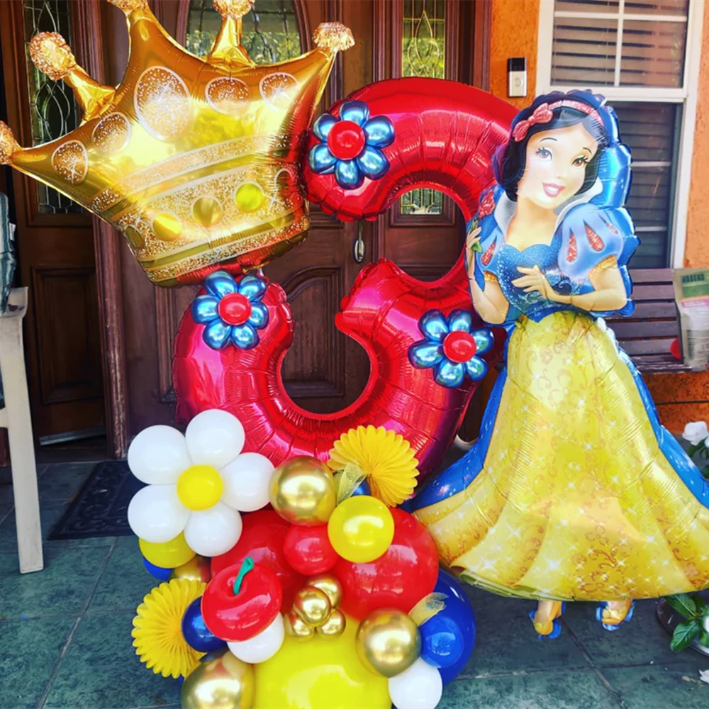 

32pcs/Set Disney Princess Snow White Foil Balloons 32inch Red Number Balloons For Girls' Birthday Baby Shower Party Decoration