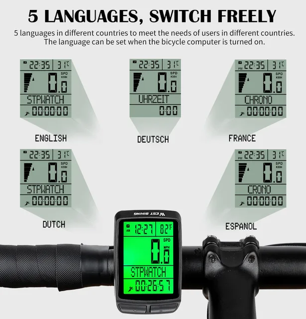 WEST RADFAHREN Wasserdicht 5 Sprache Fahrrad Drahtlose Computer