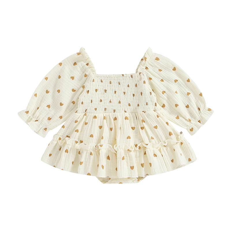 

3-18M Baby Girls Romper Dress Long Sleeve Off-shoulder Ruffle Jumpsuit Bodysuits for Toddler Infant Fall