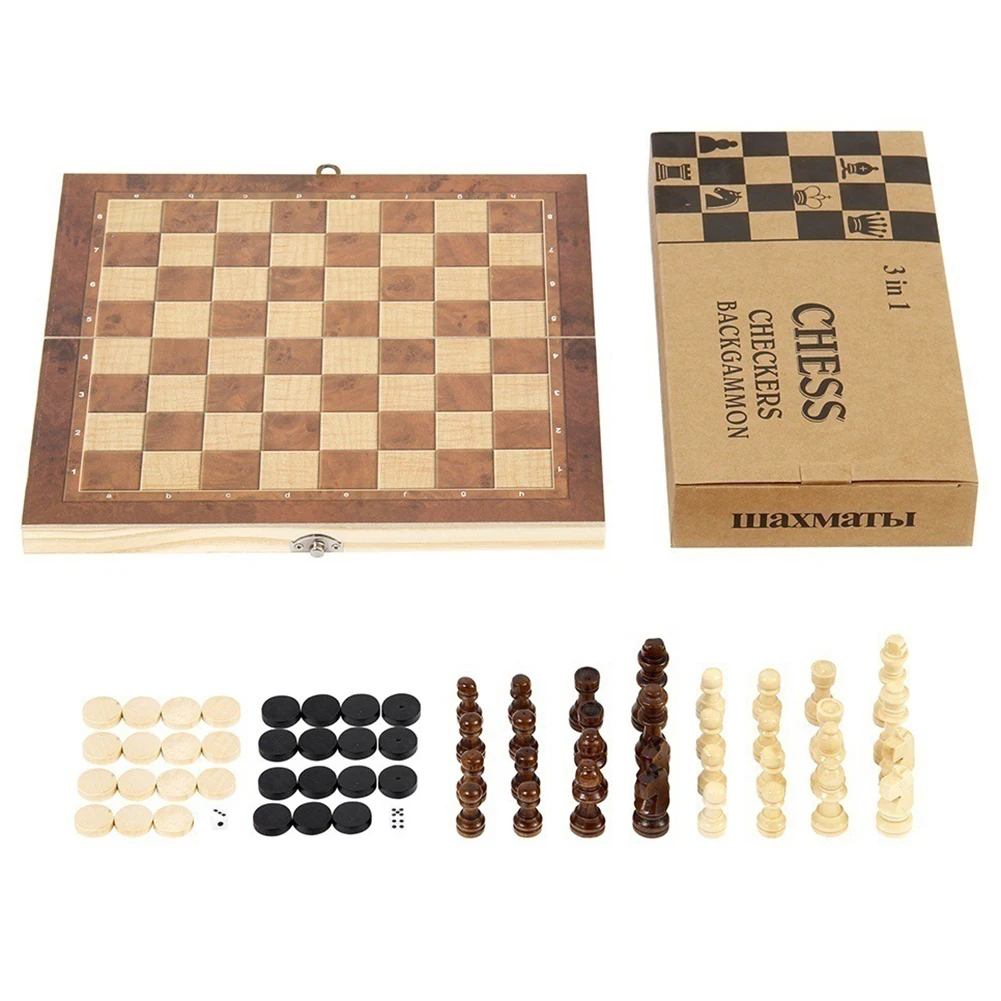 Wooden Travel Chess Set with Storage for Home and Outdoor