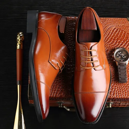 남자 클래식 레트로 더비 신발 망 비즈니스 드레스 Office 가죽 구두 플랫 남자 패션 웨딩 파티 Oxfords EU 크기 37-48 2