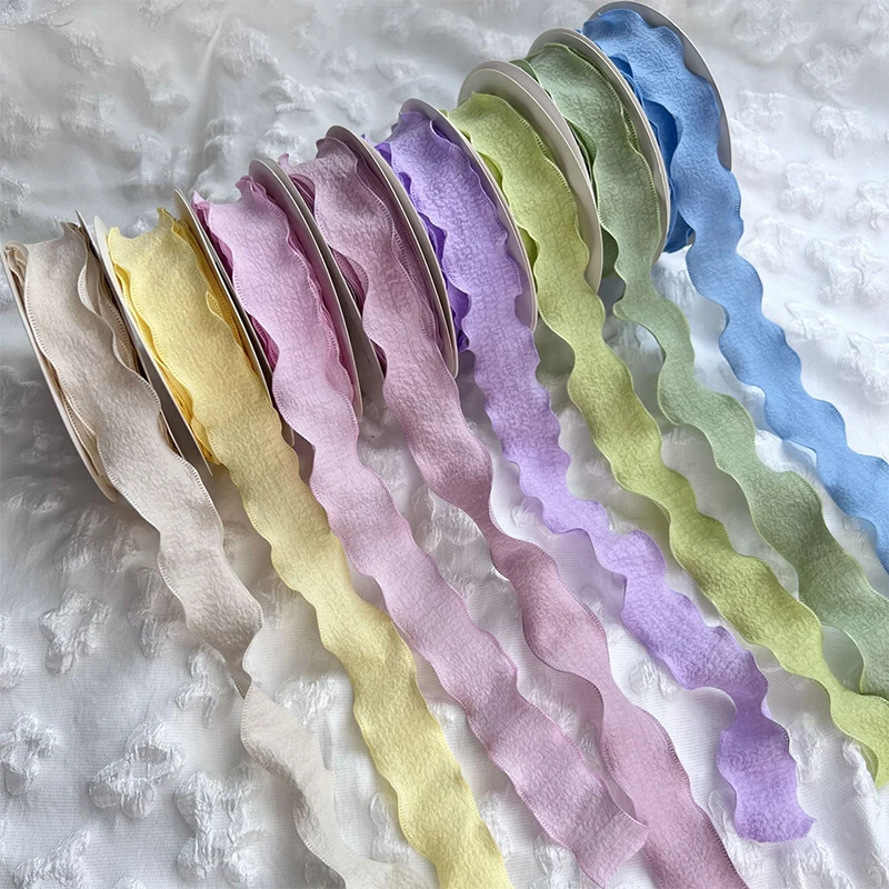 10 Yards/Roll Ruffled Pleated Ribbons Plain Fishtail Yarn Ribbon For ...