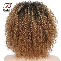 220% densité sans colle perruques de cheveux humains pour les femmes court bouclés bandeau perruque Ombre 1B 30 Jerry bouclés porter Go perruque gingembre brun Bobbi 3
