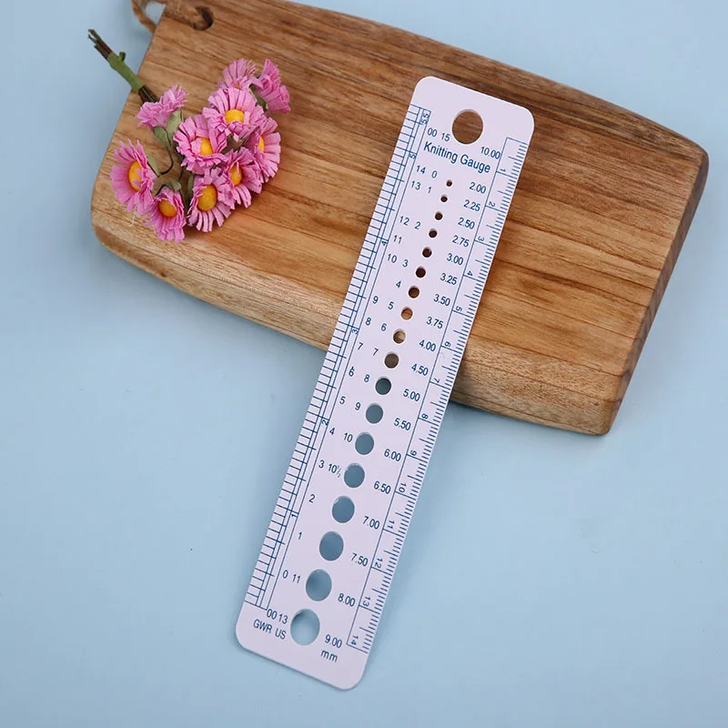 Profession Knitting Needle Gauge Plastic inch cm Ruler Home Sewing