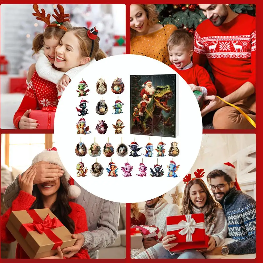 Description Picture 5 of itemCute Christmas Advent Calendar Christmas Dinosaur Egg Advent Calendar Funny Window Decoration Cartoon Festival Colorful Door
