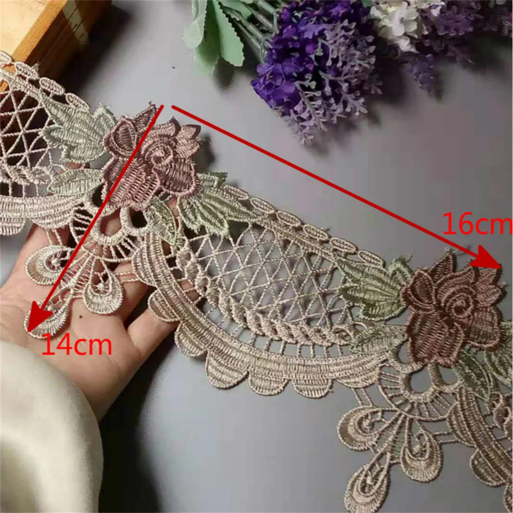 

3 yards 14 cm Lace Ribbon Trims Embroidery Flower for Sofa Curtain Trimmings Home Textiles Applique Polyester High Quality