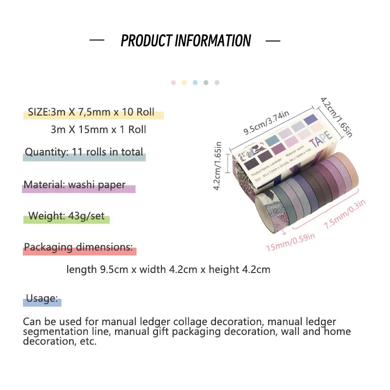 Stationery Supplies 11pcs Solid Color Washi Tape Basic Masking Tape Set Diy Journal Scrapbooking Materials Decor Stickers Kid Stationary Supplies decorative stickers stationery tapes stationery supplies
