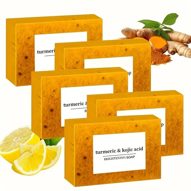 Handmade Turmeric Kojic Acid Soap Moisturizing Deep Cleansing Shower&Facial Soap Hypoallergenic Brightening Soap for All Skin