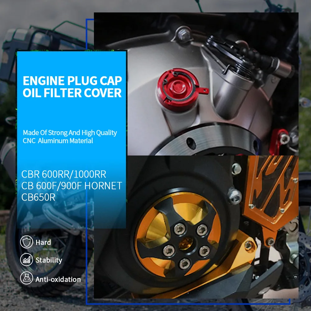 

For Honda CBR 600RR 1000RR 2002-2019 2020 2021 CB600F 900F HORNET CB650R Motorcycle Aluminum Engine Plug Cap Oil Filter Cover