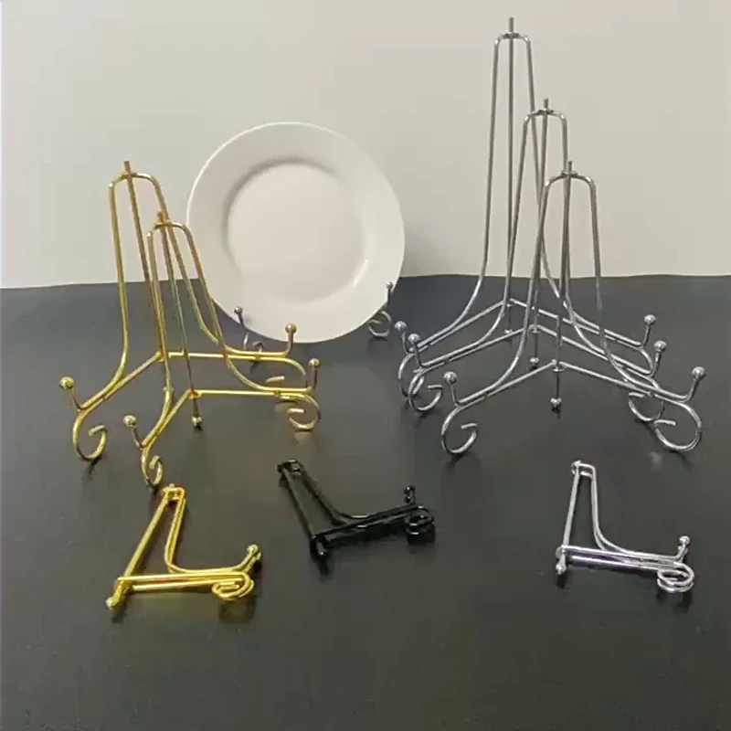 2 Soportes Para Platos De Caballete - Metal Plateado