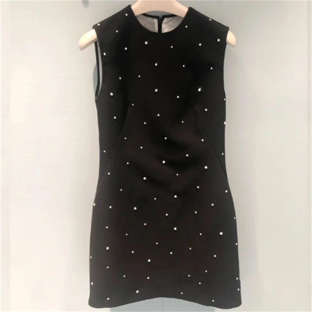 

Летнее новое платье без рукавов со стразами, модные черные облегающие платья для вечеринки, женское платье-боди