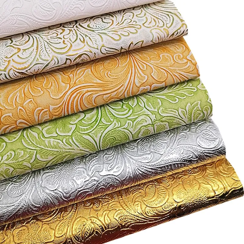 Sunflowers Embossed Vintage Synthetic Leather Fabric Sheets Faux Leather For Bags Shoes Bows DIY Craft Sheets Mini Rolls W017