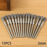 15Pc 5mm Wire Brush Remove Rust Polishing Brush Stainless Steel Handle For Mold Grinder Electric Rotary Drill Accessories 1