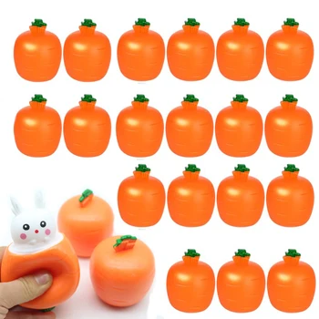 1/15PCS Easter Carrot Rabbit Squeeze Cup Stress Relief Kawaii Pop Up Rabbits Squeeze Ball Fidget Toys Easter Gifts Party Favors