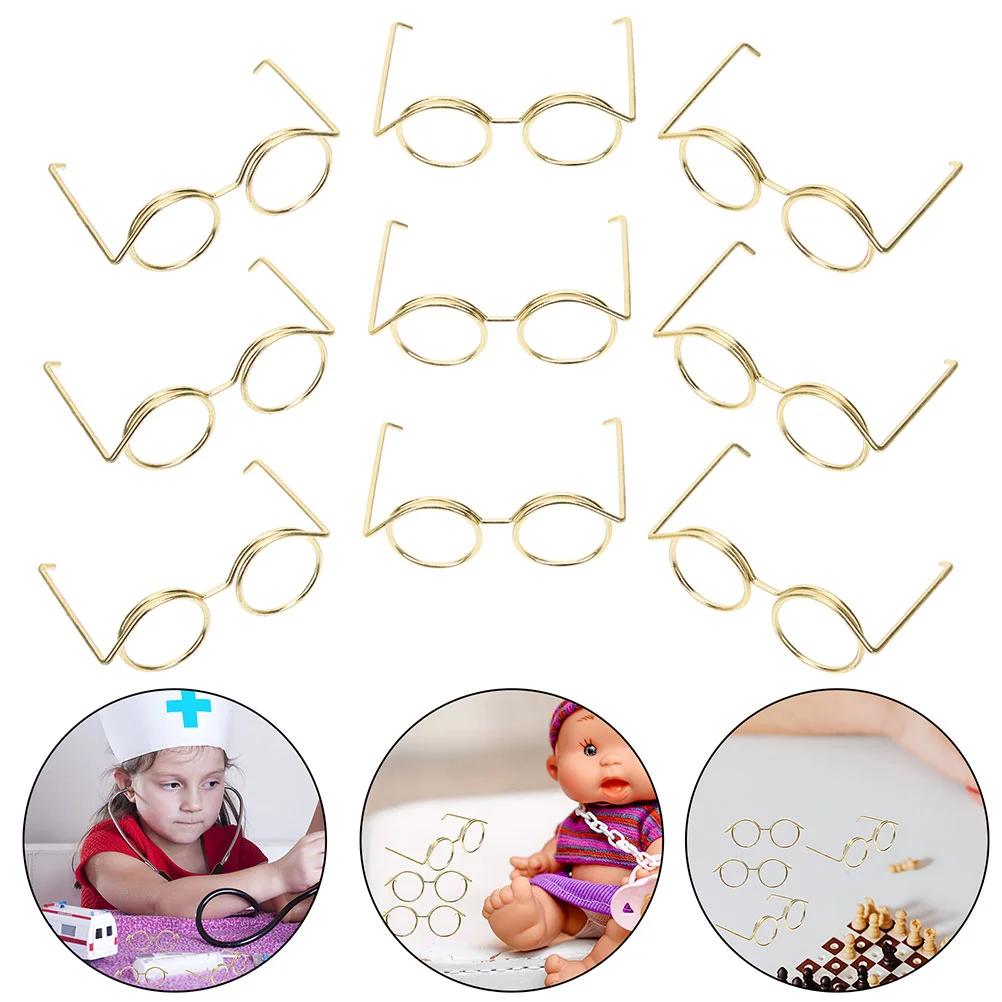 Doll Eyeglasses Doll Dress Up Glasses Miniature Eyeglasses Mini House Mini Glasses Circular Frameless Doll Accessories