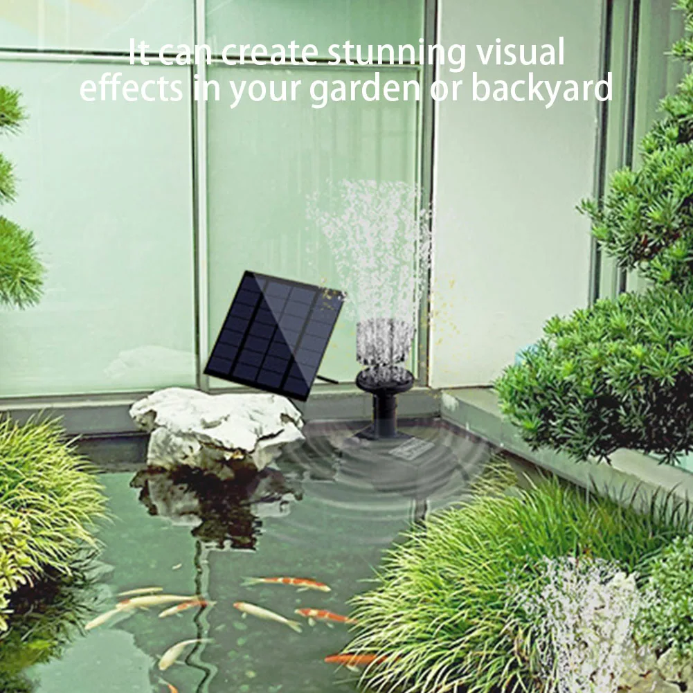 1.4W Adjustable Fountain Pump with 7 Nozzles Solar Waterfall Fountain Solar Panel Kit Water Fountain Decorative for Bird Bath