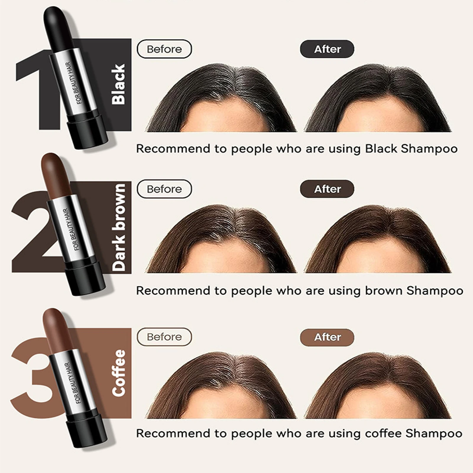 Hair Color Stick Long Lasting Fast Staining Washable High Saturation Cover Gray Hair Lipstick Shape Disposable Dye Pen hair dye stick hair color dye