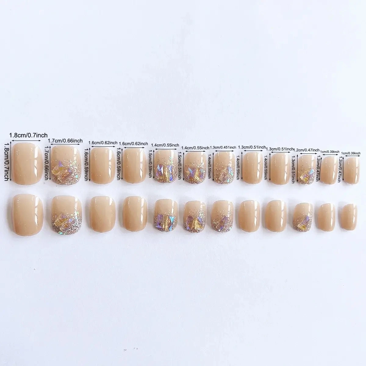 24pcs Glossy Short Ballet Nails Press On Nails For Women