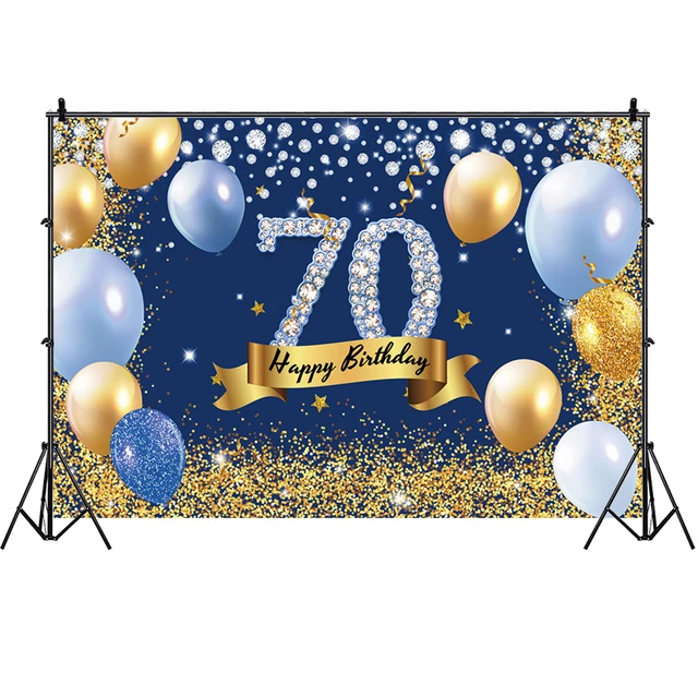 Sfondo fotografico blu 70th per donna uomo palloncino per feste di buon compleanno  70 anni fotografia sfondo Banner decorazione Prop - AliExpress