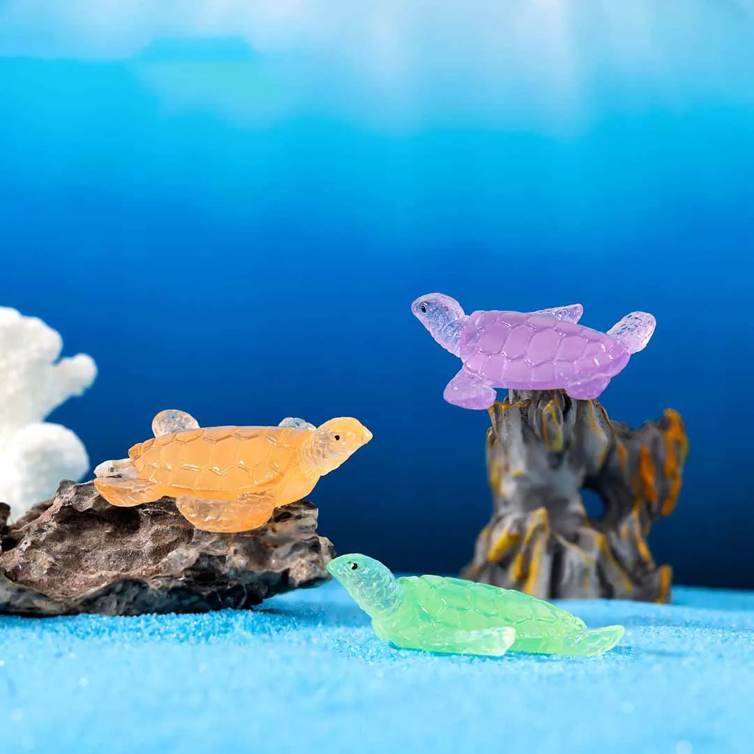 Micro Landscape Ornaments Luminous Turtle Ornaments Fluorescent Fish Tank Landscaping Resin Crafts Desktop