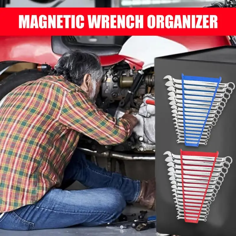 Wrench Spanner Sorter Holder Magnetic Wrench Organizer Premium Holder Tray Wall-Mounted Tool box Storage Bracket 2pcs tool organizer wrench organizer wrench holder