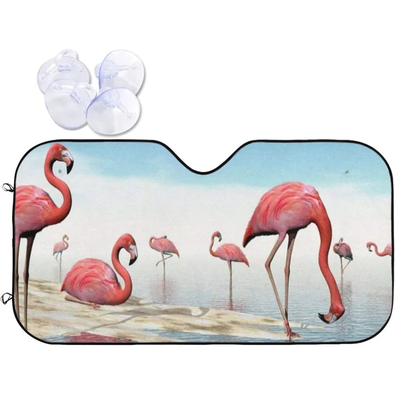 

Pink Flamingo Front Windshield Sun Shade Auto Sunshade for Car Truck SUV-Blocks UV Rays Sun Visor Protector 51.2x27.5 in Inch