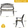 2-Person Patio Garden Benches for Outdoors, Metal Frame Patio Bench for Porch Backyard,39.4’’ Cast Aluminum Outdoor Bench 2