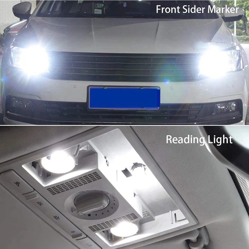 6000K Canbus T10 168 194 W5W Dome License Side Marker LED Light Bulb 10Pcs