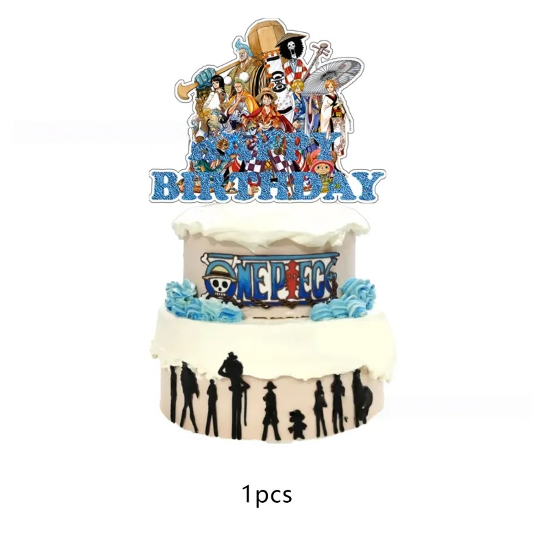 One Piece Themed Birthday Party Cake and Cupcake Toppers Set