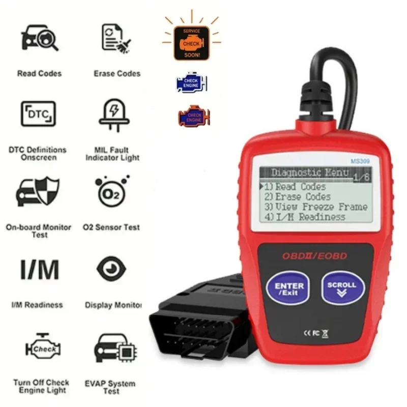 MS309 CAN BUS Engine Trouble Code Reader OBD2 Clear Fault Codes Diagnostic Scanning Tools Car Fault Diagnosis Instrument 3