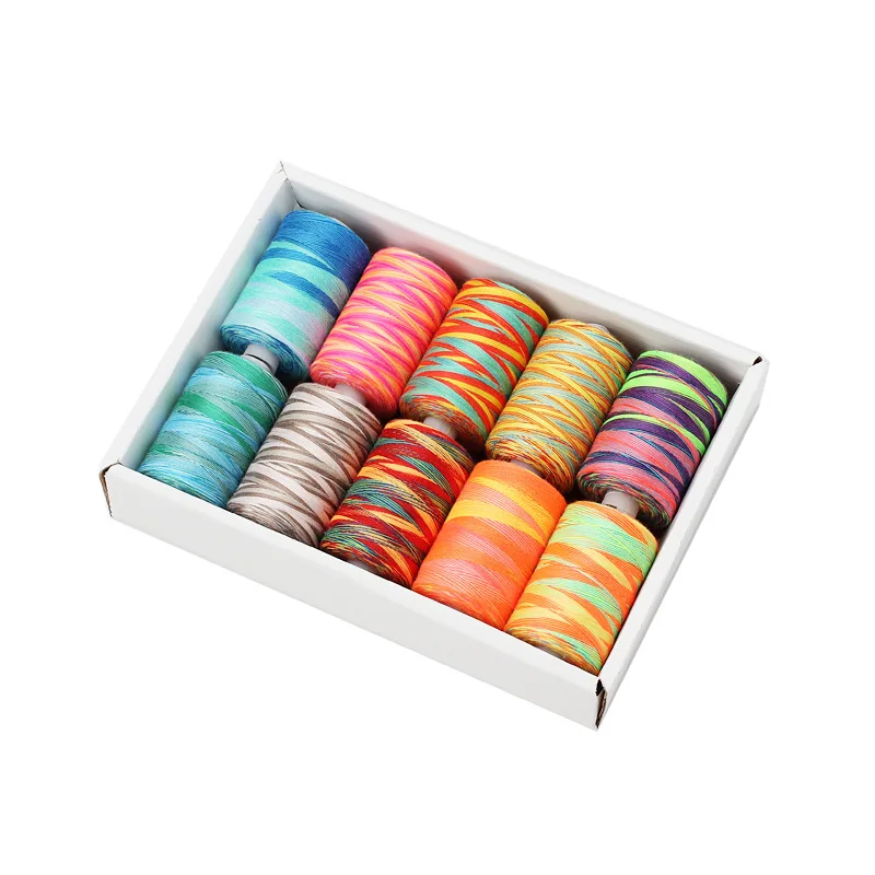 Embroidery weaving thread 10PC 1000Yards rainbow polyester for needlework machine sewing